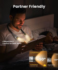 Man using Three Color Temperature Modes And Six Brightness Levels Bendable Neck Reading Light USB Rechargeable at night in bed