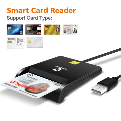 CAC Card Reader Military, Smart Card Reader DOD Military USB Common Access CAC connected with smart card inserted