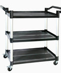 Built To Haul 3 Tier Utility Cart On Wheels With 510 Lb Capacity For Kitchen Office And Warehouse Rubber Pad Durable Aluminum Frame Polyethylene Shelves