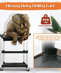Elephant sitting on Built To Haul 3 Tier Utility Cart On Wheels With 510 Lb Capacity For Kitchen Office And Warehouse Rubber Pad