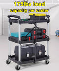Utility cart with 4 Inch Swivel Stem Caster Wheels, With 7/16 Inch Stem Diameter, Heavy Duty TPR Rubber Castors