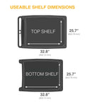 Top and bottom shelf dimensions of Adjustable Height Heavy Duty Utility Cart Built Tough With 2 Shelves 400 Lb Capacity Rolling Cart For Home Commercial And Industrial Use Top Shelf Adjustable In 5 Heights Black 27.7 W x 40.25 L x 36.8 to 40.8 H