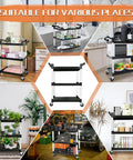Collage of Built To Haul 3 Tier Utility Cart On Wheels With 510 Lb Capacity For Kitchen Office And Warehouse Rubber Pad Durable Aluminum Frame And High Density Polyethylene Shelves 31.5 x 16.9 x 38.9 Inches Black in various settings