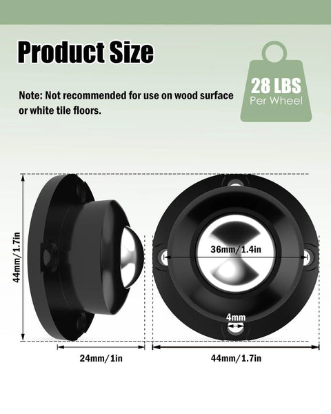 Diagram showing 28 lbs per wheel with dimensions for utility cart in 8-Pack Utility Cart 224 lb Load Capacity 20 mm Platform Size 4 Wheel Design Hardwood Frame Swivel Wheels