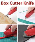 2 Pack Utility Knife Box Cutter Retractable Razor Blade Heavy Duty cutting wood, paper, rope, and carpet with red handle