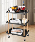 3-tier utility cart with wooden legs on 4 Inch Stem Caster Wheels Set Of 4 Heavy Duty TPR Replacement Casters For Utility Carts Mop Buckets Grills and More.