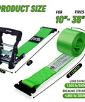 All In One UTV Wheel Chock Tie Down Kit By Towmax With 4500Lb Break Strength 4 Pack 2x8 Ft E Track Ratchet Straps green strap