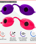 UV Eye Protection Tanning Goggles With Elastic Fit 2 Pairs In Random Colors, purple and pink goggles, side by side view