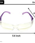 Front view of UV Protection Safety Goggles With 99 Percent UV Impact Resistant Clear Lenses, showing dimensions 5.6 x 4.5 inches.