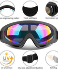 2 Pack Ski Goggles For Men Women Kids UV Protection Foam Anti Scratch Dustproof in black frame with rainbow lenses