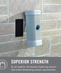 Extreme Outdoor Double Sided Mounting Tape Built To Handle Up To 15 Pounds On Brick Or Rough Surfaces UV And Weather Resistant displayed on brick wall.