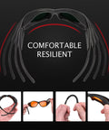 UV Safety Glasses for 90nm-490nm UV Lamps Orange Lenses Anti-Glare Anti-Fog shown with flexible, comfortable design features