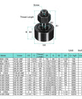 Diagram of uxcell CF-1-5/8-SB CR26 Cam Follower Track Runner Bearings with dimensions and specifications chart