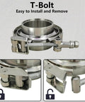 2 Pack 3.5 Inch Quick Release V Band Clamp With 304 Stainless Steel Male And Female Flanges For Exhaust Downpipes