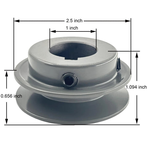 V Belt Pulley 1 Inch Bore 2.5 Inch OD Single Groove Cast Iron Sheave For A 3L 4L V Belts With 1/4 X 1/8 Keyseat