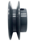 Side view of V Belt Pulley 2.5 Inch Outer Diameter Five Eighths Inch Fixed Bore 1 Groove Cast Iron for A 3L 4L V Belts