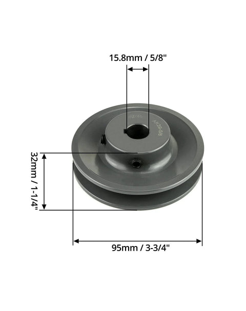 3.75 Inch V Belt Pulley With One Groove Fixed Bore Five Eighths Inch Cast Iron For V Belt 4L A AX Belt Sections Anti Corrosion