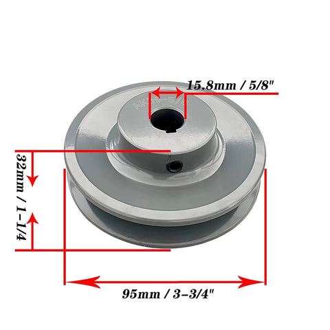 Single Groove V Belt Pulley Three Point Seven Five Inch Outside Diameter Grey Cast Iron Fixed Bore For Five Eighth Inch Shaft