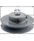 Front view of V Belt Pulley 3 Inch Outside Diameter Cast Iron Sheave With Half Inch Bore And Single Groove For V Belt Section A 3L And 4L Not for Toothed Belts AK3012 with dimensions