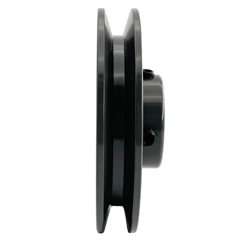 Side view of 4.25 Inch V Belt Pulley For 5/8 Inch Bore Shaft One Groove Cast Iron V-Belt Sheave For A AX 3L 4L Belts, AK4458 Pulley