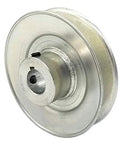 V-Groove Drive Pulley 4 Inch Outside Diameter 3/4 Inch Bore Heavy Duty Split Steel Construction With 3/16 Inch Keyway And Two Factory-Inserted Set Screws