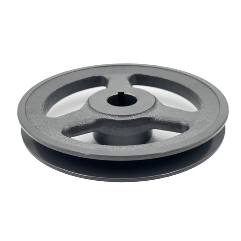 Beefy 5.95 Inch Outside Diameter V Belt Pulley With Seven Eighths Inch Bore Cast Iron Construction For AX 3L 4L V Belts