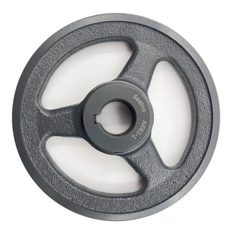 AK61-1 Saelno 1 Inch Bore V Belt Pulley 5.95 Inch OD Beefy Cast Iron Motor Pulley Front View