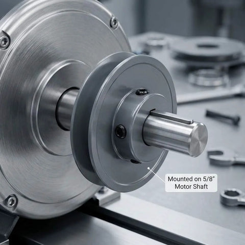 Single Groove V Belt Pulley With Three Inch Outer Diameter And Five Eighth Inch Bore Fixed Bore For V Belt Sections A AX 4L on motor shaft