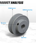 Single Groove V Belt Pulley For V-Belt Drive Systems, Two Point Five Inch Outer Diameter, Cast Iron, Side View Analysis