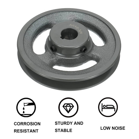 V Belt Sheave 4.75 Inch Outer Diameter Three Quarter Inch Bore Single Groove, Cast Iron, Sturdy Design, Wear Resistant