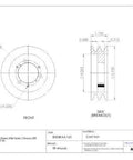 Technical drawing of Classical V Belt Sheave for B Belt Section With Two Grooves Cast Iron 5.75 Inch OD SDS Bushing