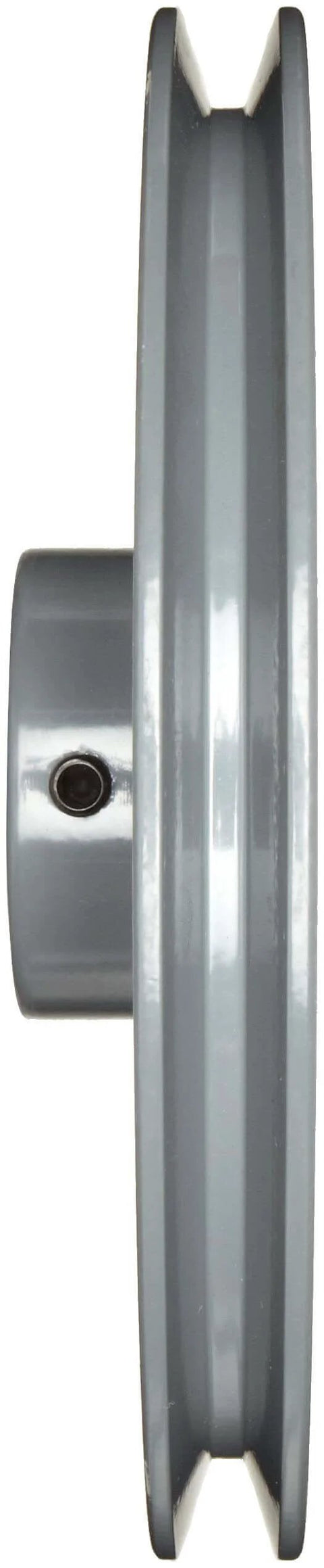 Side view of Bored-To-Size V-Belt Sheave For Classic V-Belt Drives, 5.45 In Outside Diameter, 0.5 In Bore, Single-Groove Cast Iron Housing.