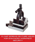 V Block And Clamp Set With Hardened Precision Ground Surfaces And Tapped Mounting Holes For Milling Drilling Grinding And Layout Work One And Five Sixteenths Inch Capacity Starrett Machinist Grade.