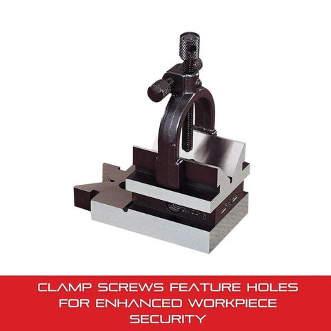 V Block And Clamp Set With Hardened Precision Ground Surfaces And Tapped Mounting Holes For Milling Drilling Grinding And Layout Work One And Five Sixteenths Inch Capacity Starrett Machinist Grade.