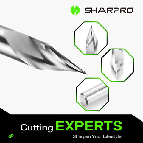 V Groove O Flute Chamfer Router Bit 30 Degree One Quarter Inch Shank CNC Carbide V Bit close-up and details