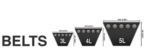 Diagram showing 3L, 4L, and 5L belt profile specifications for different belt sizes