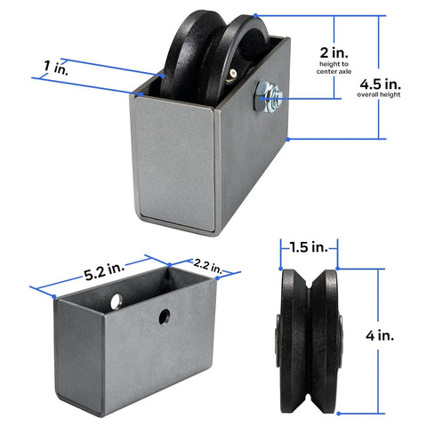 V Groove Cast Iron Wheel With Weldable Box for Sliding Gates and Rolling Doors, 4 by 1.5 inch, supports up to 1200 lb per pair