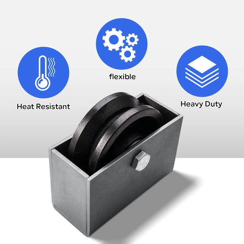 V Groove Cast Iron Wheel With Weldable Box For Sliding Gates And Rolling Doors, 4 By 1.5 Inch Wheel Size, in metal box.
