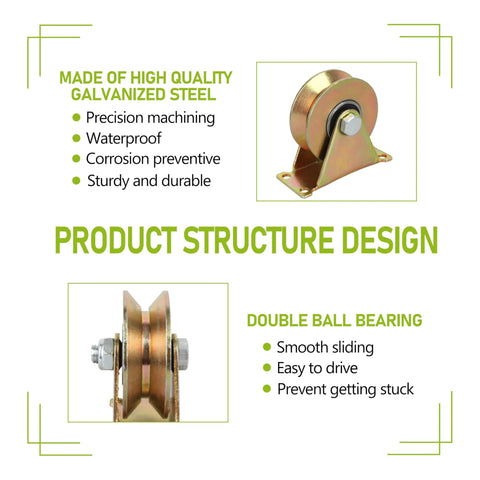 Heavy Duty 3 Inch V Groove Caster Wheels With Double Bearings For Industrial Machines And Sliding Gates, product design