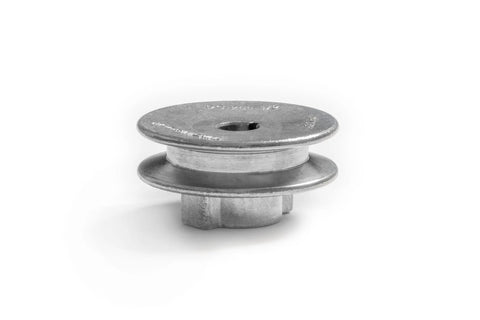 Heavy Duty 2.5 Inch V Groove Drive Pulley with Half Inch Bore, Z3A Zinc Alloy Die Cast Construction, precision machined, side view