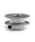 Front view of V Groove Drive Pulley with Two Inch Diameter and Five Eighths Inch Bore Die Cast Z3A Zinc Alloy, showing set-screw hole.