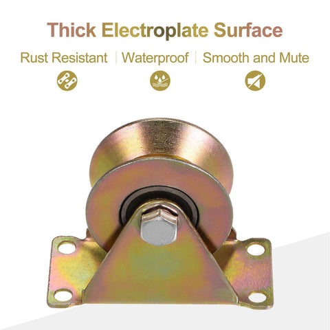 Close-up of thick electroplated surface on Heavy Duty 8 Pack 2.2 Inch V Groove Gate Caster Wheels With Brackets For Inverted V Track