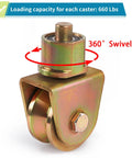 4 Pack Sliding Gate Wheels With 2.5 Inch V Groove Caster And 360 Degree Rotational Stem For Foldable Sliding Gates