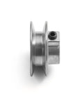 Side view of V Groove Drive Pulley With Two Inch Diameter And Five Eighths Inch Bore Die Cast Z3A Zinc Alloy Durable Belt Pulley Fits 4L A Belts