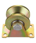 Front view of a Heavy Duty 2 Inch V Groove Wheel Caster With Bracket For Inverted Track And Sliding Gates Rolling Gates Industrial Machines