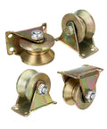 V Type Groove Wheel Heavy Duty Rigid Caster With Bracket For Inverted Track Rolling Gate Sliding Gate Industrial Machines Wire Rope Rail Pack Of 4 2 Inch 50mm Wheel Diameter 50mm Slot Width 19mm Groove Depth 10mm Load Capacity 660 Lbs Double Roll Bearing, front and side view