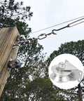 4 Pack 2 Inch V Groove Wheel Pulley Set In 201 Stainless Steel With Screws installed on a wooden post for outdoor sliding applications