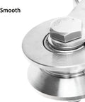Close-up of a smooth 2 Pack 2 Inch V Groove Wheel Pulley, 304 Stainless Steel Silent Pulley Block, Heavy Duty Caster Wheels