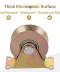 Close-up of single wheel from 8 Pack 3 Inch V Groove Wheel Sliding Gate Casters With Bracket, showing thick electroplate surface.