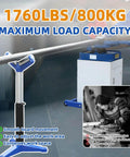 V-Head Heavy-Duty Roller for Woodworking - 1,760 Lb Load Capacity displayed in workshop setting with adjustable height feature.